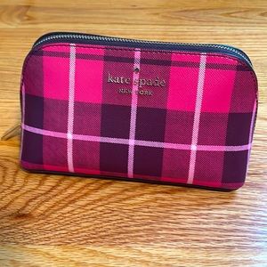 Kate Spade Staci Plaid Small Cosmetic bag NWOT
